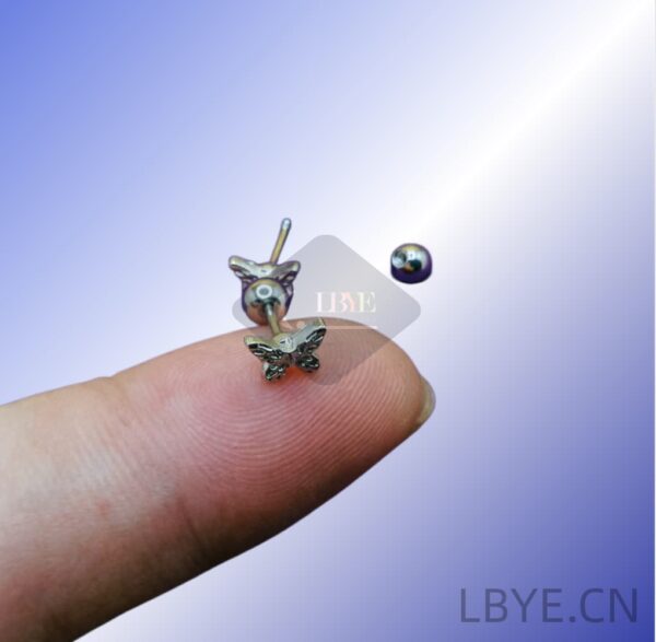 LBYE Hypoallergenic Medical Titanium Steel Earrings butterfly 12pcs