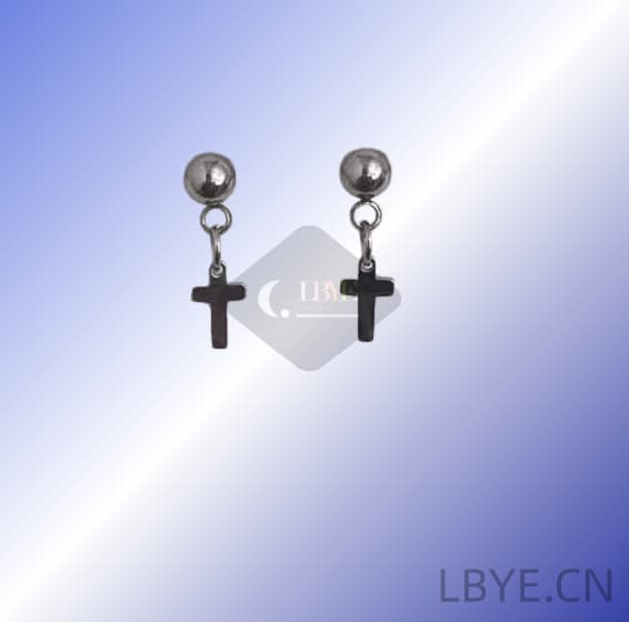 LBYE Hypoallergenic Medical Titanium Steel Earrings Cross-shaped titanium steel earrings as picture shows 12pcs