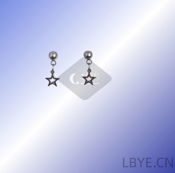 5 LBYE Hypoallergenic Medical Titanium Steel Earrings star-shaped titanium steel earrings as picture shows 12pcs
