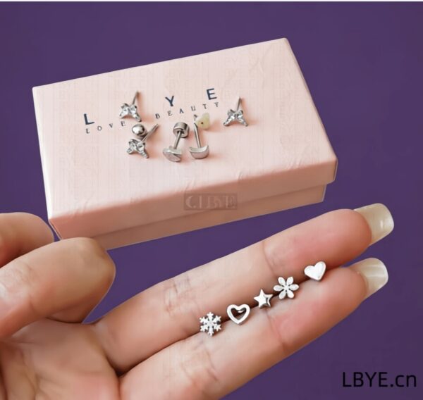 LBYE Hypoallergenic Medical Titanium Steel Earrings shaped titanium steel earrings as picture shows 12pcs
