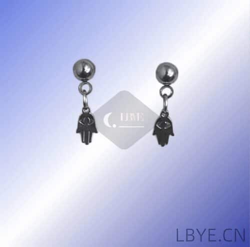 LBYE Hypoallergenic Medical Titanium Steel Earrings hand-shaped titanium steel earrings as picture shows 12pcs