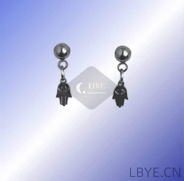 LBYE Hypoallergenic Medical Titanium Steel Earrings hand-shaped titanium steel earrings as picture shows 12pcs