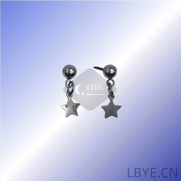 LBYE Hypoallergenic Medical Titanium Steel Earrings star-shaped titanium steel earrings as picture shows 12pcs
