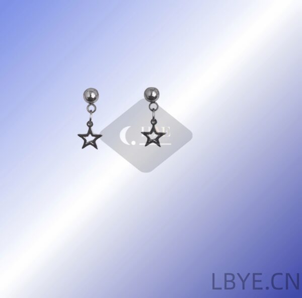 LBYE Hypoallergenic Medical Titanium Steel Earrings star-shaped titanium steel earrings as picture shows 12pcs