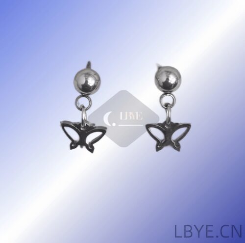 LBYE Hypoallergenic Medical Titanium Steel Earrings butterfly-shaped titanium steel earrings as picture shows 12pcs