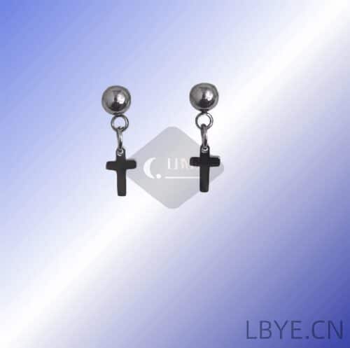 LBYE jew 8 LBYE Hypoallergenic Medical Titanium Steel Earrings Cross-shaped titanium steel earrings as picture shows 12pcs