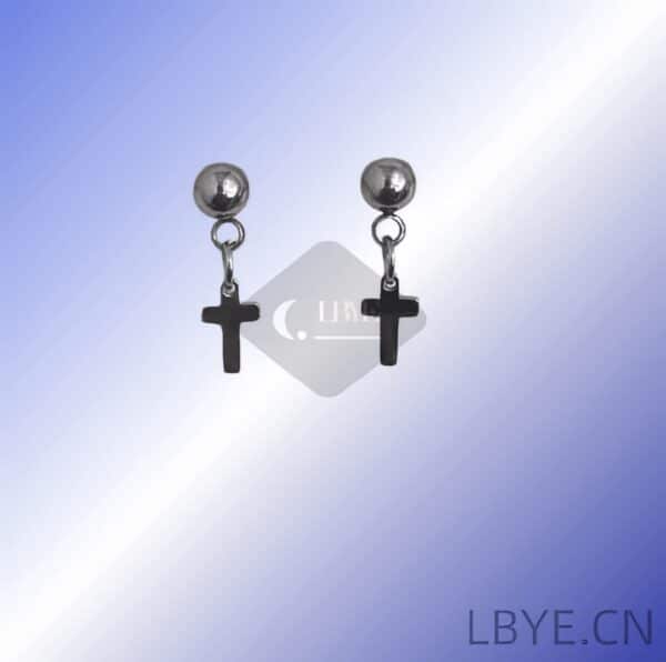 LBYE Hypoallergenic Medical Titanium Steel Earrings Cross-shaped titanium steel earrings as picture shows 12pcs