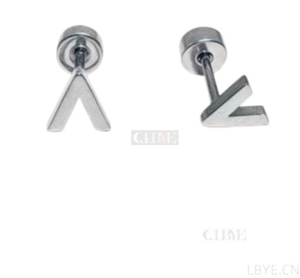 LBYE Hypoallergenic Medical Titanium Steel Earrings Letter-shaped titanium steel earrings as picture shows 12pcs