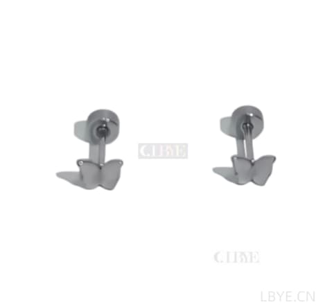 LBYE Hypoallergenic Medical Titanium Steel Earrings BUTTERFLY-shaped titanium steel earrings as picture shows 12pcs