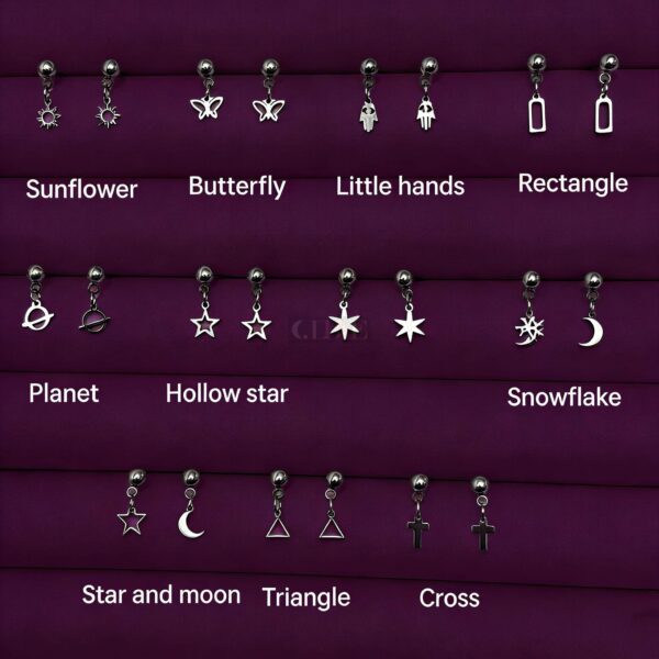 ok耳钉 LBYE Hypoallergenic Medical Titanium Steel Earrings Circle-shaped titanium steel earrings as picture shows 12pcs