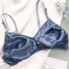 LBYE 100% Mulberry Silk Bra for Women, Ultra-Thin Padded Fixed Strap Bra with 3-Row 2-Column Hook & Eye, Soft Skin-Friendly Silk Lingerie, Multiple Sizes Available