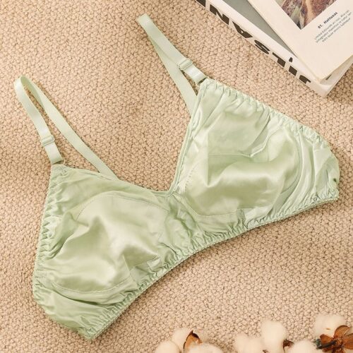 1766403238849-567866840 LBYE 100% Mulberry Silk Bra for Women, Ultra-Thin Padded Fixed Strap Bra with 3-Row 2-Column Hook & Eye, Soft Skin-Friendly Silk Lingerie, Multiple Sizes Available