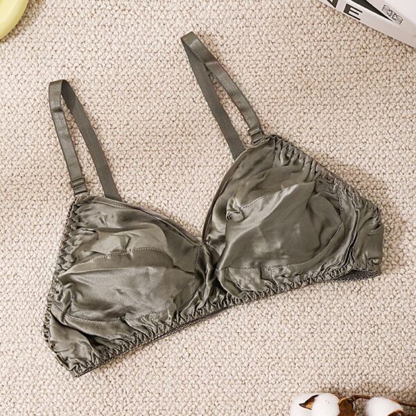 LBYE 100% Mulberry Silk Bra for Women, Ultra-Thin Padded Fixed Strap Bra with 3-Row 2-Column Hook & Eye, Soft Skin-Friendly Silk Lingerie, Multiple Sizes Available