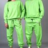 Matching Couple Tracksuit Sets 2 Piece Outfits Soft Cotton Casual Long Sleeve Sweatshirt and Sweatpants Lounge Sets for Spring Autumn