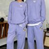 Matching Couple Tracksuit Sets 2 Piece Outfits Soft Cotton Casual Long Sleeve Sweatshirt and Sweatpants Lounge Sets for Spring Autumn