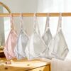 LBYE 100% Mulberry Silk Bra for Women, Ultra-Thin Padded Fixed Strap Bra with 3-Row 2-Column Hook & Eye, Soft Skin-Friendly Silk Lingerie, Multiple Sizes Available