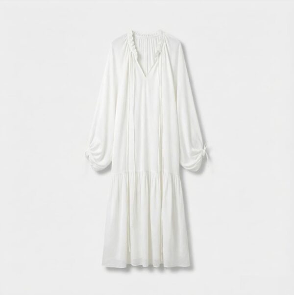 LBYE 100% Mulberry Silk Maxi Dress for Women, Elegant Puff Sleeve Princess Dress, Luxury Silk Long Gown for Wedding, Party, Cocktail, Formal Event。